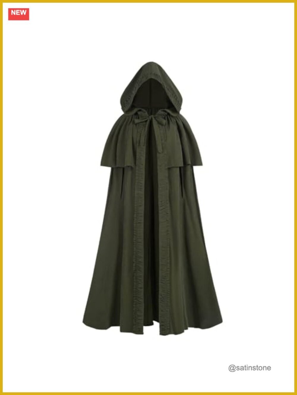 Renaissance Hooded Cloak Faux Suede Medieval Cape with Arm Slits